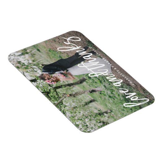 Brushed Wedding Danke Foto Magnet (Rechte Seite)