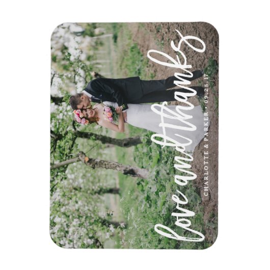 Brushed Wedding Danke Foto Magnet (Vertikal)