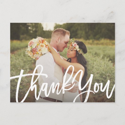 Brushed Wedding Danke Postcard Postkarte (Vorderseite)