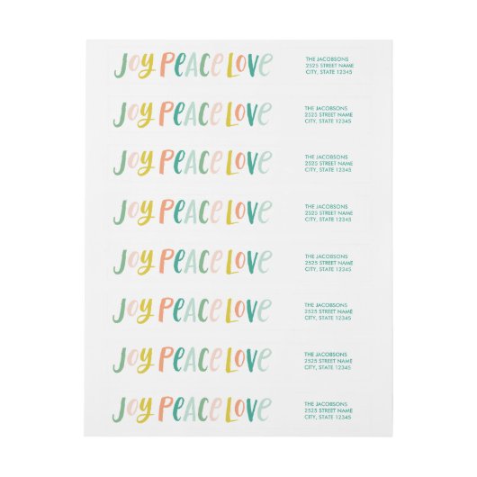 Brushhub Joy Peace Liebe Wraparound Labels (Bogen)