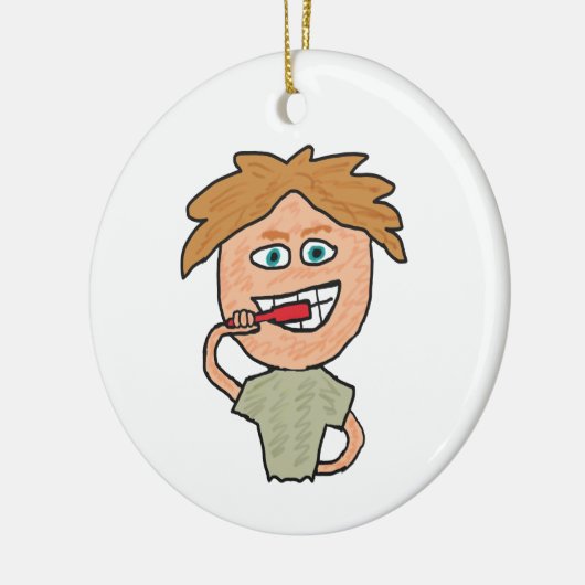 Brushing Teeth Keramik Ornament (Links)