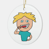 Brushing Teeth Keramik Ornament (Links)