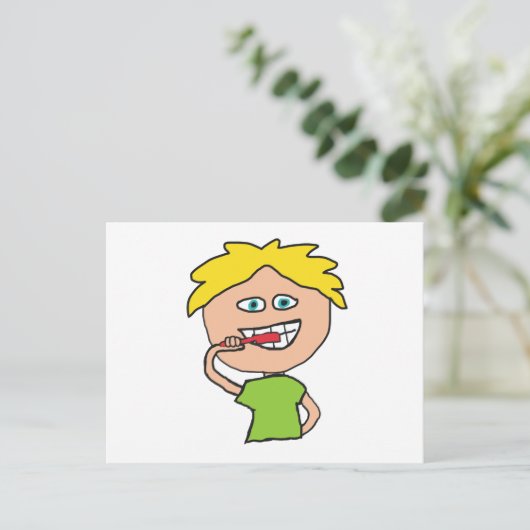 Brushing Teeth Postkarte (Stehend Vorderseite)