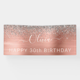 Brushmetall Geburtstags-Rose Gold Silber Glitzer Banner