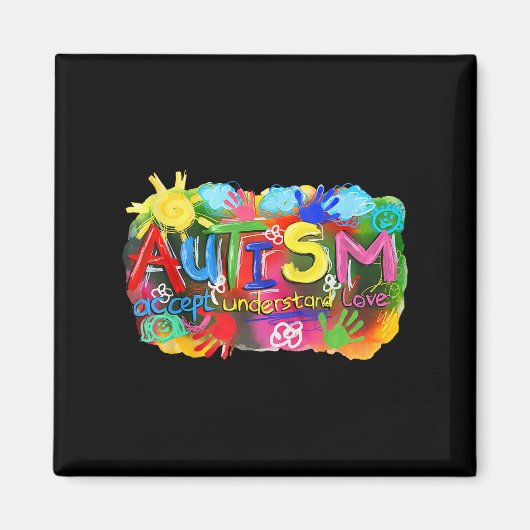 Brushstroke Autismus Awareness Accept Understand L Magnet (Vorne)