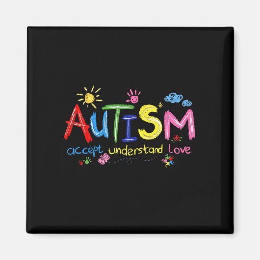 Brushstroke Autismus Awareness Accept Understand L Magnet (Vorne)