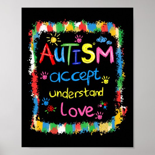Brushstroke Autismus Awareness Accept Understand L Poster (Vorne)
