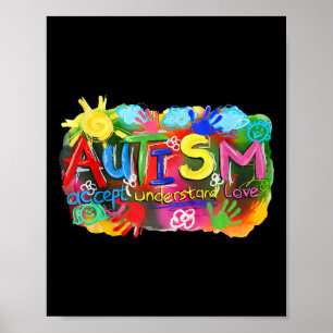 Brushstroke Autismus Awareness Accept Understand L Poster