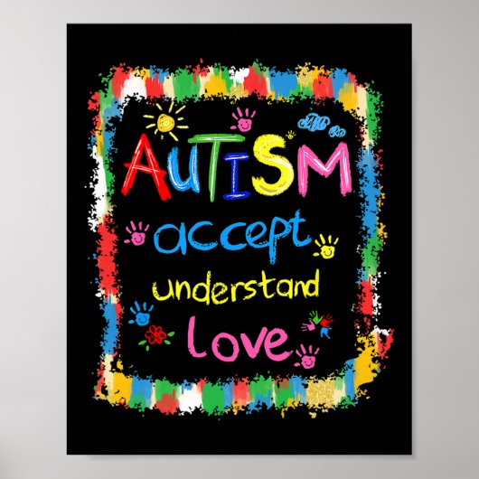 Brushstroke Autismus Awareness Accept Understand L Poster (Vorne)