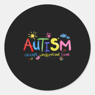 Brushstroke Autismus Awareness Accept Understand L Runder Aufkleber