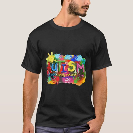 Brushstroke Autismus Awareness Accept Understand L T-Shirt (Vorderseite)