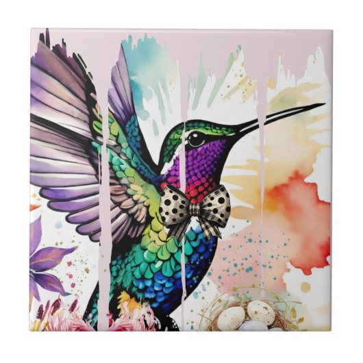 Brushstroke Bird Art Fliese (Vorderseite)