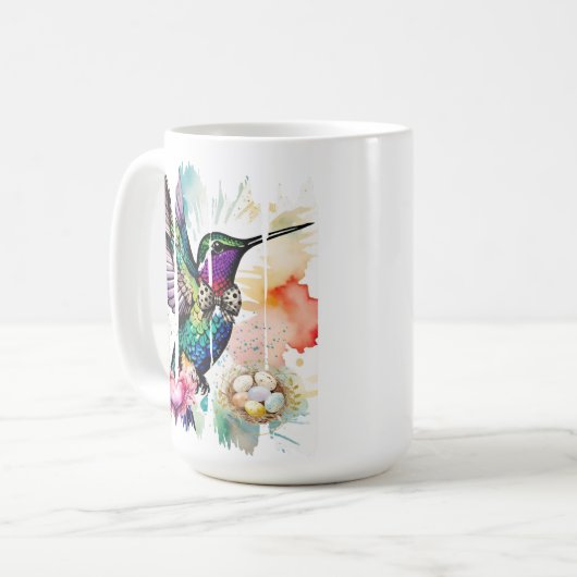 Brushstroke Bird Art Kaffeetasse (Vorderseite Links)