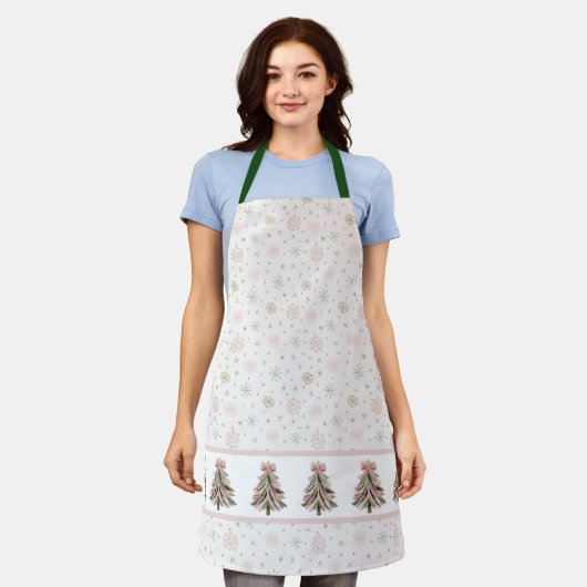 Brushstroke Christmas Tree All-Over Print Apron Schürze (Getragen)