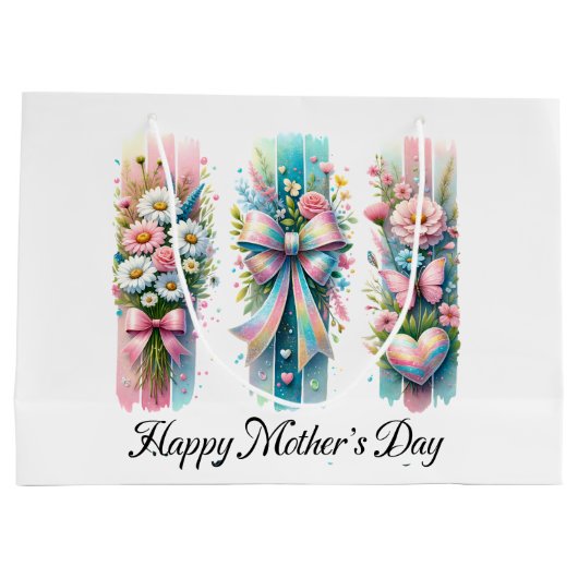 Brushstroke Coquette Bow Große Geschenktüte (Rückseite)