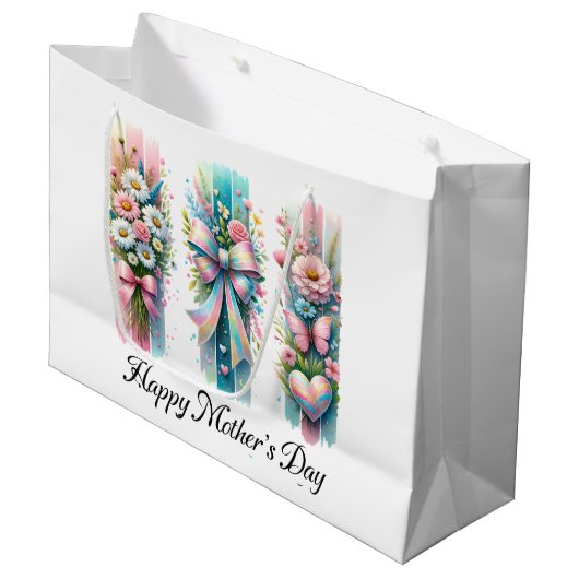 Brushstroke Coquette Bow Große Geschenktüte (Vorderseite Schrägansicht)