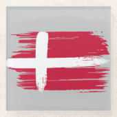 Brushstroke Dänemark Flag Glasuntersetzer (Vorderseite)