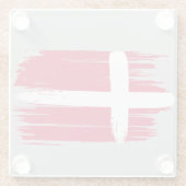 Brushstroke Dänemark Flag Glasuntersetzer (Rückseite)