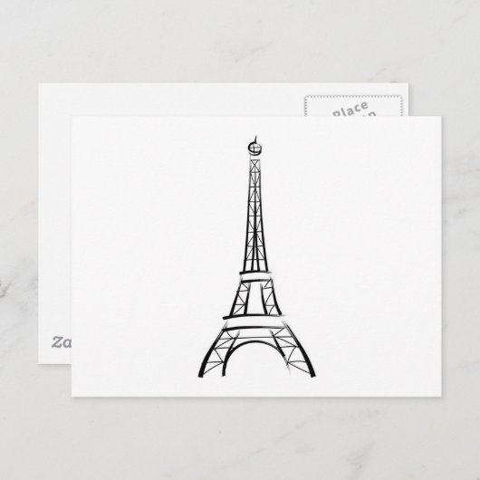 Brushstroke Eiffel Tower Postkarte (Vorne/Hinten)