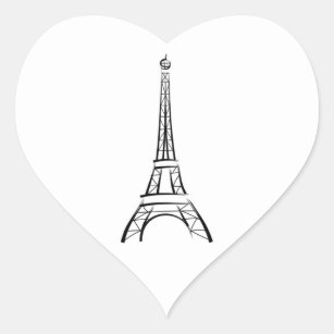 Brushstroke Eiffel Tower Wedding Hearts Herz-Aufkleber