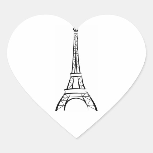 Brushstroke Eiffel Tower Wedding Hearts Herz-Aufkleber (Vorderseite)
