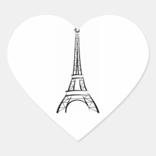 Brushstroke Eiffel Tower Wedding Hearts Herz-Aufkleber