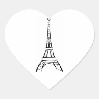 Brushstroke Eiffel Tower Wedding Hearts Herz-Aufkleber