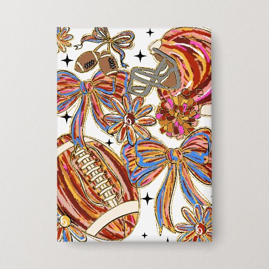 Brushstroke Football Coquette Button (Vorderseite)
