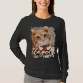 Brushstroke Foto Angel hat Paws Cat Memorial T-Shirt (Vorderseite)