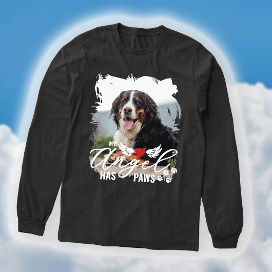 Brushstroke Foto Angel hat Paws Dog Memorial Tri-Blend Shirt