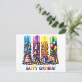 Brushstroke Happy Birthday Postkarte (Stehend Vorderseite)