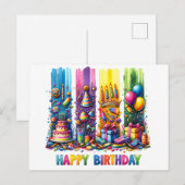 Brushstroke Happy Birthday Postkarte (Vorne/Hinten)