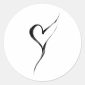 Brushstroke Heart Minimalist Ink Love Symbol on Runder Aufkleber (Vorderseite)