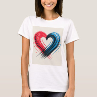 Brushstroke Heart - Red & Blue Artistic Liebe T-Sh T-Shirt
