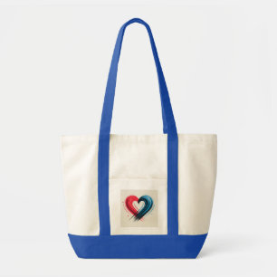 Brushstroke Heart - Red & Blue Artistic Liebe T-Sh Tragetasche