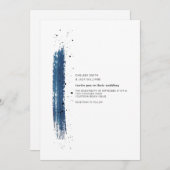 Brushstroke Speckle Blue Minimalistisch Modern Wed Einladung (Vorne/Hinten)