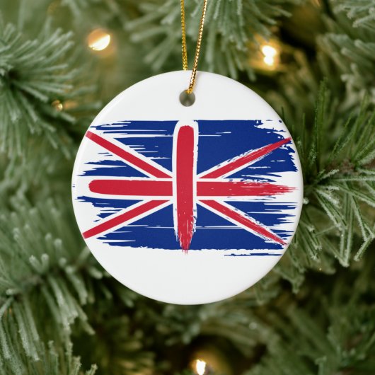 Brushstroke UK Union Jack Flag Keramik Ornament (Baum)