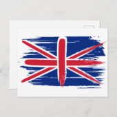 Brushstroke UK Union Jack Flag Postcard Postkarte (Vorne/Hinten)