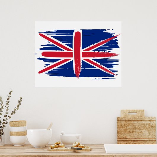 Brushstroke UK Union Jack Flag Poster (Küche)