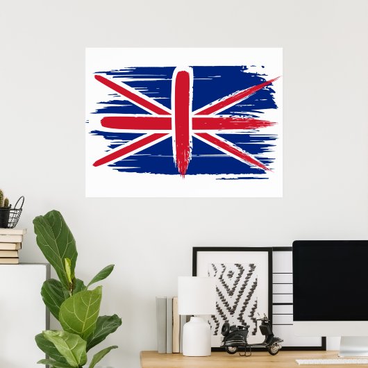 Brushstroke UK Union Jack Flag Poster (Heimbüro)