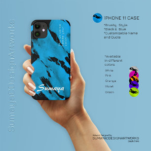 Brushy Black & Blue iPhone 11 Hülle   Anpassbar