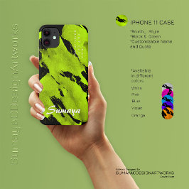 Brushy Black & Green iPhone 11 Fall | Anpassbar Case-Mate iPhone Hülle