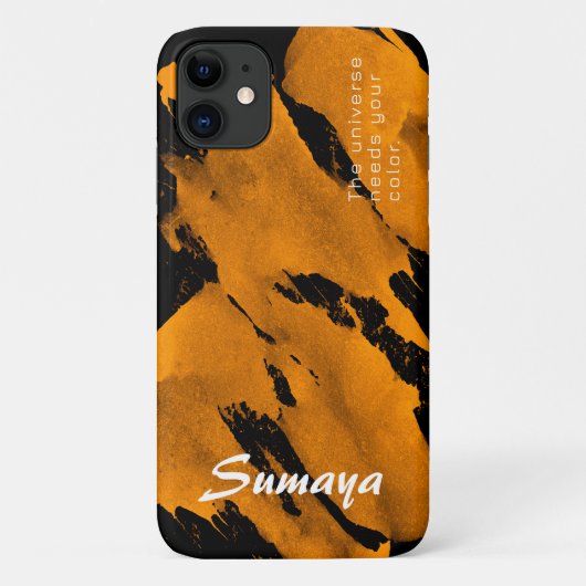 Brushy Black Orange iPhone 11 Fall | Anpassbar Case-Mate iPhone Hülle (Rückseite)