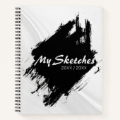 Brushy Black & White Spiral Scketbook Notizblock (Vorderseite)