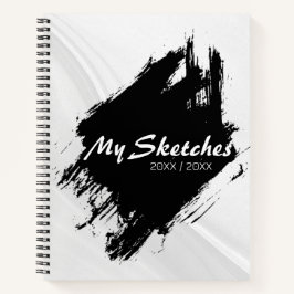 Brushy Black & White Spiral Scketbook Notizblock