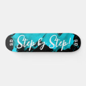 Brushy Cyan Black Skateboard (Horizontal)