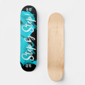 Brushy Cyan Black Skateboard (Vorderseite)