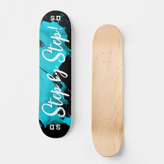 Brushy Cyan Black Skateboard (Vorderseite)