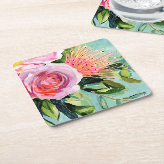 Brushy Floral I Rechteckiger Pappuntersetzer (angewinkelt)