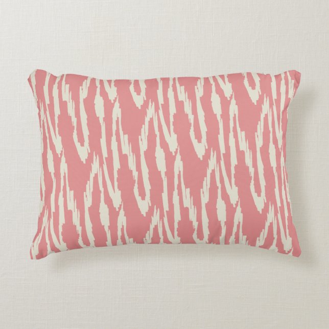 Brushy Ikat  Rosé & Weiß Dekokissen (Vorderseite)
